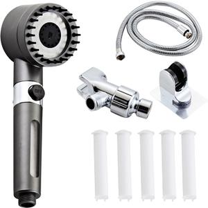 Shower Head High Pressure with Handheld High Pressure Shower Filter Head for Hard Water Showerhead Silver