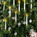 gisgfim 12 Pack Christmas Tree Candles with Remote & Hooks LED Flickering Flameless Candles with Timer Hanging Crystals Ornaments for Home Party Gifts Wedding Chandelier Decors-Acrylic Snowflake Hook