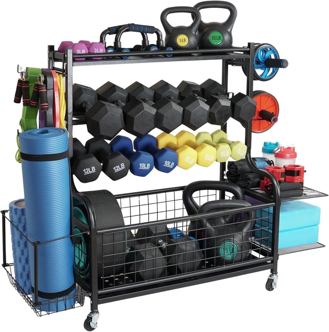 STUFFSTASH Heavy Duty Dumbbell Rack, Sheet Steel Shelf and Base, Ideal for Home Gym Dumbbells, Kettlebells, Yoga Mat Storage