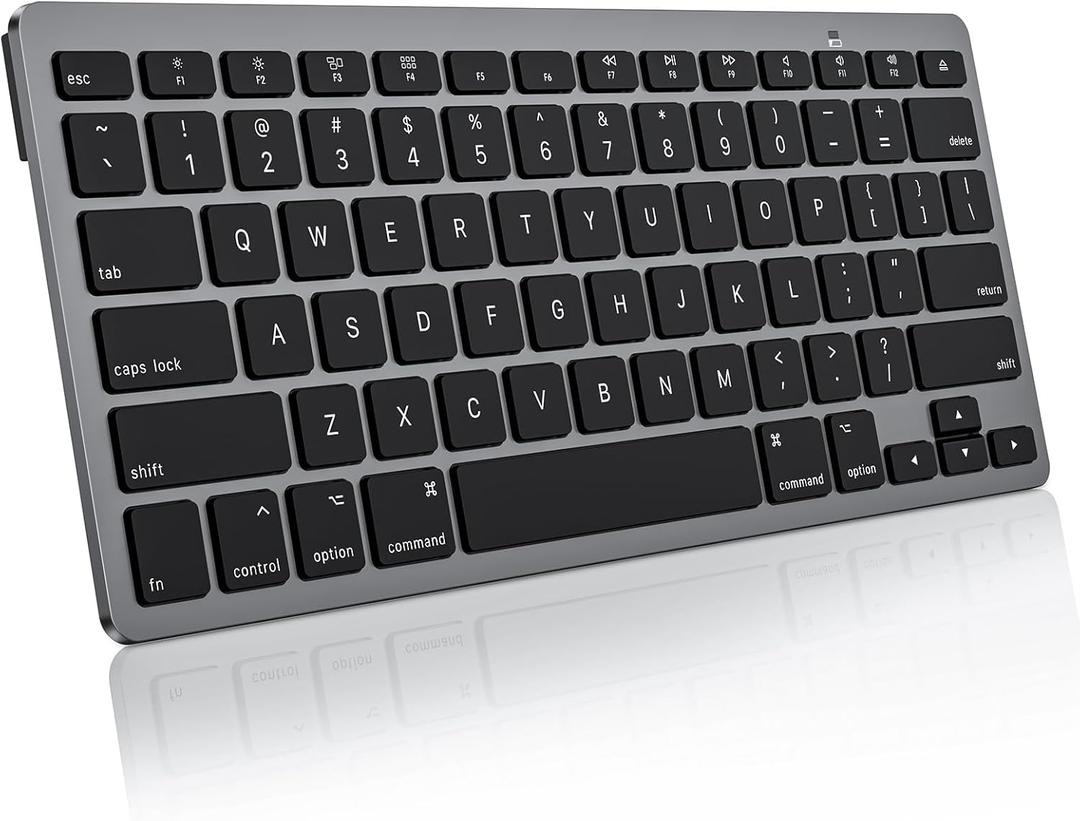 OMOTON Bluetooth Keyboard for Mac, Ultra-Slim Wireless Keyboard with Stable Connection, Compatible with iMac, iMac Pro, MacBook Pro/Air, Mac mini Laptop, Black Grey