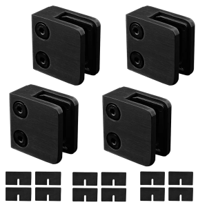 Glass Clamp 1.77"x1.77"x1.0" - 4PCS Glass Bracket for 0.24"-0.4"（6mm-10mm） Tempered Glass, Stainless Steel 304 Flat Back Square Glass Clip Polished for Balustrade 、Staircase 、Handrail