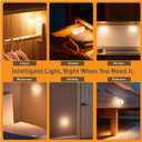 Rechargeable Motion Sensor Night Light, 2-Color White & Warm Toilet Light with Auto/On Mode, Magnetic & Adhesive Installation for Bathroom, Bedroom, Hallway (4 Pack)