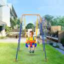 VEVOR Swing Sets for Backyard, 3-in-1 Toddler Swing Set with 4 Sandbags, Easy to Assemble, Foldable Metal Stand, Swingset Indoor/Outdoor for Kids Aged 3+