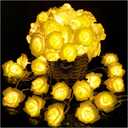 Rose Flower String Lights, 20 LED Battery Operated Romantic Yellow Rose Lights, 10Ft Artificial Flowers Garland Led Lights for Valentine's Day Wedding Indoor Outdoor Festival Party Decor