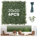 6 Pack 20"x20"Grass Wall Panels-Artificial Boxwood Panels for Greenery Wall Backdrop,UV-Protected Greenery Wall Backdrop Faux Greenery for Indoor Outdoor Decor,Garden Fence,Wedding,Privacy Screen