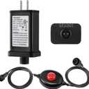 Meonum 29V 18W LED Power Supply with Foot Switch, Transformer Replacement Class 2 Power Supply, 9 Modes Low Voltage Transformer US Plug for Christmas Tree Light & LED String Lights(Black)