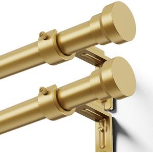 YaFex Curtain Rods 2 Pack 32-58 Inch, Heavy Duty 1 Inch Curtain Rod, Gold Short Adjustable Window Treatment Rods, Modern Design, Easy Installation