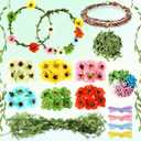 Zeyune 20 Sets Spring Tea Party Favor Flower Crowns Making Kit, Make Your Own Flower Crown Wreath Garland Headbands Craft Kit Handmade DIY Fairy Floral Hair Accessories Gift for Women