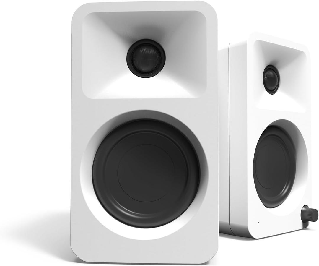 Kanto ORAMW 100W Powered Reference Desktop Computer Speakers with Bluetooth 5.0 and USB-C Input | Bi-Amplified | 100 Hz Automatic Crossover | Reference Quality Sound | Pair | White