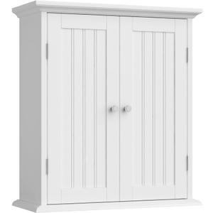 ChooChoo Bathroom Wall Cabinet, Over The Toilet Space Saver Storage Cabinet, Medicine Cabinet with 2 Door and Adjustable Shelves, Cupboard (1 Pack, White)