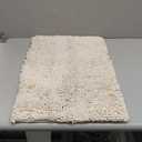 Non-Slip Bath Rug,Extra Soft Microfiber Bedroom Shag Carpet with Anti-Slip Backing,Water/Dust Absorbent Fast Dry Shower Mat,Sound Insulated Stairs Pad,Machine Washable (Beige,12 x 19 Inches)