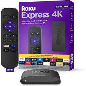 Roku Express 4K 2022 | Streaming Media Player HD/4K/HDR with Smooth Wireless Streaming and Roku Simple Remote with TV Controls, Includes Premium HDMI Cable