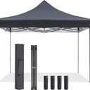 OLIXIS 10x10 Ft Pop Up Canopy Tent, Waterproof Portable Outdoor Shade Canopy with Sand Bags for Beach, Backyard Parties & Events, Charcoal
