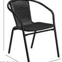 Flash Furniture Lila Modern Rattan Indoor/Outdoor Stackable Dining Chairs, Stacking Rattan Bistro Chairs for Patio or Restaurant, Set of 4, Black