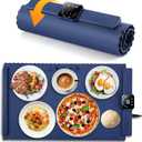 A&F Global Extra Larg Food Warming Mat, Roll Up Food Warmer with Fast & Even Heating,(26" x15.15") Premium-Grade Silicon Material, 5 Temperature Settings, Versatile Food Warmers for Parties (Blue)