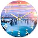 XNM Modern Blue Beach Wall Clocks Battery Operated 12 Inch Round Decorative Wall Clock for Living Room Quiet Waterfall Wall Clock