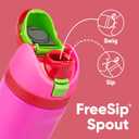 Owala Kids FreeSip Insulated Stainless Steel Water Bottle with Straw, BPA-Free Sports Water Bottle, Great for Travel, 16 oz, All the Berries