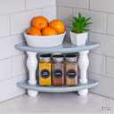 DAILY RITMO Corner Counter Wood Shelf | Grey White Stackable Countertop Bathroom Organizer | Farmhouse Tray Riser Wooden Shelves 2-Pack | Rustic Decorative Pedestal Stand | Triangular Storage Pedestal