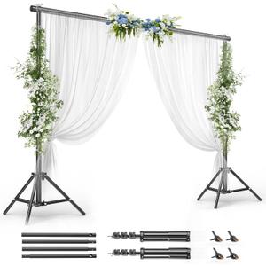 BEIYANG 10x10FT Backdrop Stand, Background Support Kit for Photography, 2 Adjustable Backdrop Supports, 4 Crossbars, 4 Clamps, and Carrying Bag for Photo Video Stutio, Parties Decoration