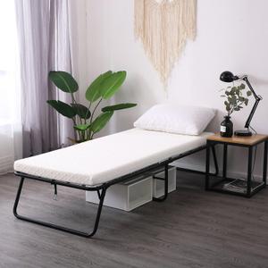 LEISUIT Foldaway Guest Bed Cot - Portable Folding Bed Frame with Thick Memory Foam Mattress for Spare Bedroom & Office, 75 x 31 x 14inch