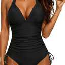 Tummy Control One Piece Swimsuit - Halter Push Up Bathing Suits Sexy Swimwear 2026 (Medium, Black)
