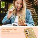 ZIYE for iPhone 16 Glitter Case Cute Luxury Dimond Shiny Design for Women Girls Soft TPU Shockproof Protective Slim Sparkle Bling Phone Case Gold