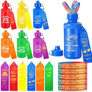 Sieral 18 Pcs/ 6 Set Field Day Assortment Accessories Field Day Essentials Items Sportsmanship Kit Bulk Award Wristbands Ribbon Sport Water Bottle for Outdoor School Sport Game Date Competition Supply