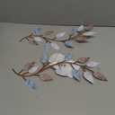 2 Pieces Metal Tree Leaf Wall Decor Vine Olive Branch Leaf Wall Art Living Room, Hallway Wall Decor Outdoor Decoration(Blue Brown Colors)