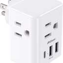2 Pack Outlet Extender Multi Plug Outlet, USB Wall Charger, No Surge Protector Cruise Essentials for Ship and Travel, ETL Listed (White)