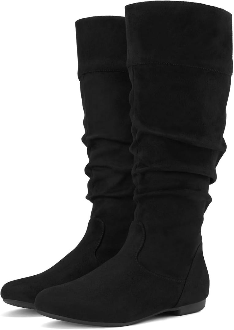 Rollda SUEDI Women's Slouchy Knee High Boots Pull On Flat Boots Side Zipper Fall Boots for Women (9) Rollda SUEDI Women's Slouchy Knee High Boots Pull On Flat Boots Side Zipper Fall Boots for Women (9)