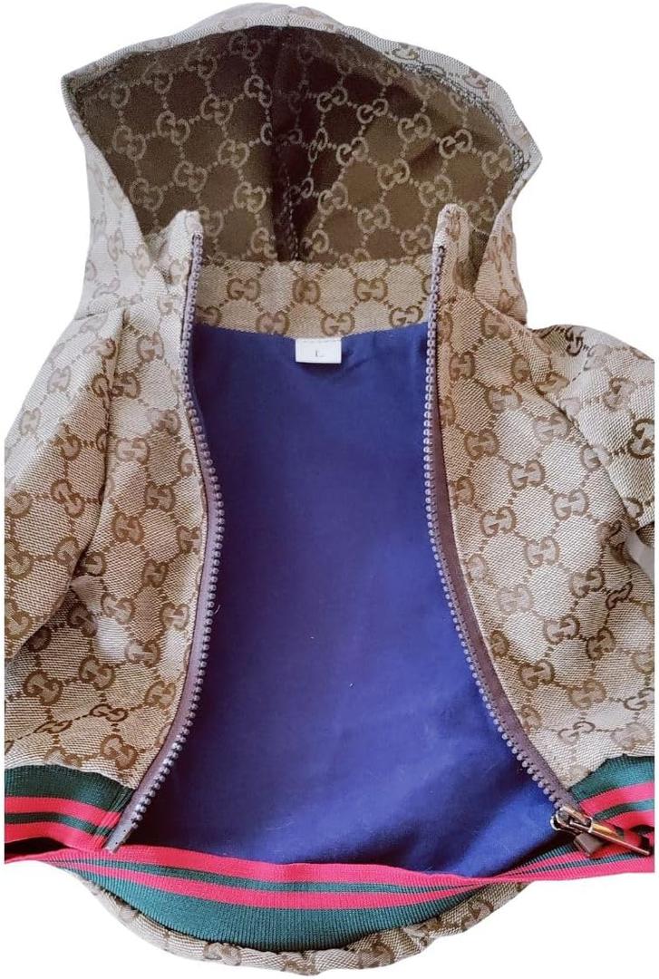 Designer Luxury Fashion Dog Brown Jacket Coat Classic Design Pet Puppy Hoodie Apparel, S to XXL, Small to Medium Breeds. (XX-Large)