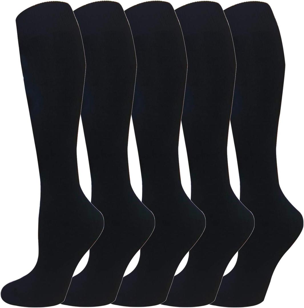 Warm Knee High Socks for Women-Thermal Cotton Socks for Hiking,Work,Winter,Gifts (Medium, 5 Black Pack Women)