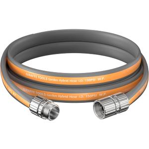 Giraffe Tools Garden Hose 5FT, 5/8" Lightweight Lay Flat Water Hose, Custom Length, Flexible, Leakproof Hybrid Hose Pipe with Male to Female Fitting (Grey and Orange)