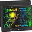 13 Inch LCD Writing Tablet for Kids, Rechargeable Erasable Doodle Board Colorful Toddler Drawing Pad, Preschool Learning Toys Christmas Birthday Gift 3 4 5 6 7 Year Old Girls Inky Black
