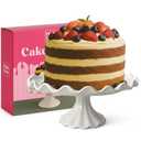 10.5-Inch White Porcelain Cake Stand – Elegant Dessert & Cupcake Stand for Cake, Pastries & Cookies – Decorative Wavy-Edge Pedestal Cake Plate for Wedding, Baby Shower & Dessert Table Display