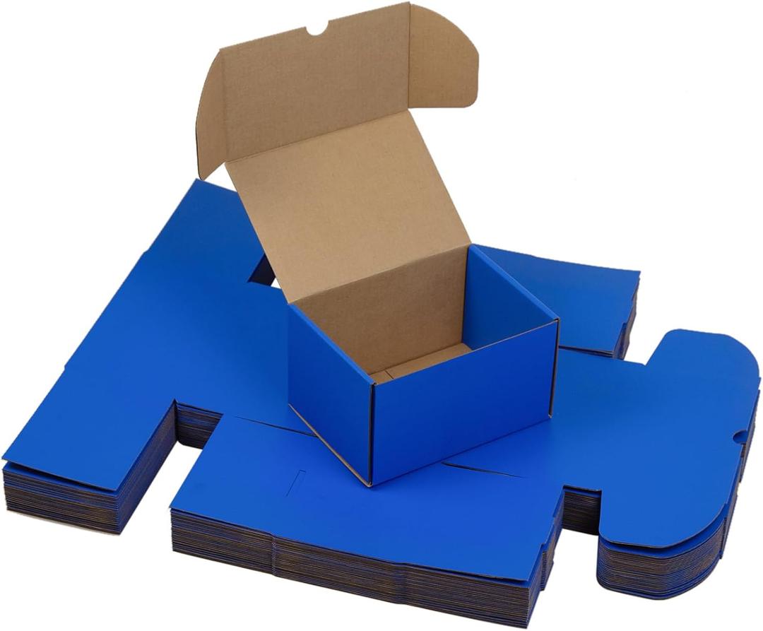 7x5x4 Inches Shipping Boxes Pack of 25, Blue Corrugated Cardboard Box Literature Mailer for Packing Small Business
