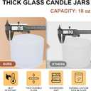 SHOWIN 18 OZ Thick Candle Jars for Making Candles 6 Pcs, Empty Jars with Wood Lids for Candle Making, Sample Container,Frosted White
