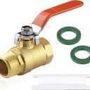 Brass Garden Hose Shut Off Valve - 3/4" Female x 3/4" NPT Male Fittings Connector with Long Handle 1/4-Turn Ball Valve