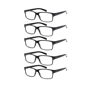 Reading Glasses 5 Pairs Quality Readers Spring Hinge Glasses for Reading for Men and Women (5 Pack Black, 2.00)