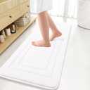 Arotive Memory Foam Bathroom Rug Mat 47x17, Ultra Soft and Absorbent Bath Mat, Machine Wash Dry, Comfortable Bath Rug Carpet for Bathroom Floor, Tub and Shower, White