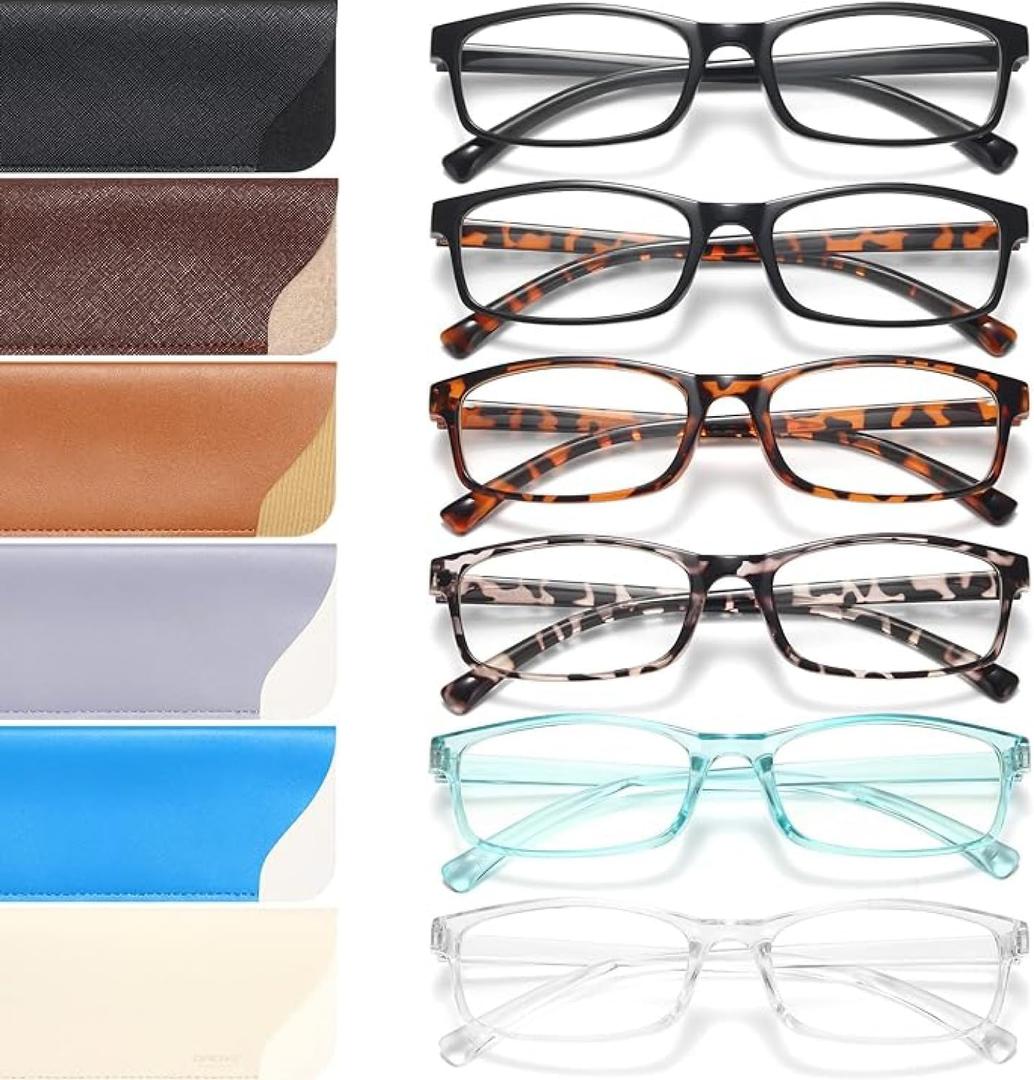 Gaoye Reading Glasses Men/Women, Eyeglasses, Blue Light Readers for Men/Women, Eye Glasses (Black, Leopard, Blue & Clear Mix)