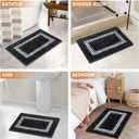 Black Bathroom Rugs 18x24, Non Slip Washable Bath Mats,Super Soft Microfiber Bathroom Mats, Plush Fluffy Absorbent Bath Rugs for Sink Tub Basin Shower Floor