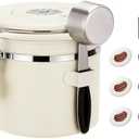 ShanSon Coffee Canister Airtight Coffee Container Stainless Steel Coffee Bean Storage Container with Scoop Coffee Canister for Beans Grounds Sugar Flour Tea Cereal, 11OZ, Beige