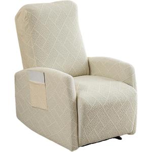 Recliner Chair Covers 4 Pieces Jacquard Small Recliner Sofa Slipcover Stretch Recliner Slipcover for Lazyboy Recliner Chair with Storage Pocket Furniture Protector for Living Room,Beige