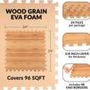 EVA Foam Floor Tiles 24-Pack - 96SQFT Puzzle Mats for Floor - Interlocking Foam Tiles for Family Room or Gym Flooring by Stalwart (Light Woodgrain)