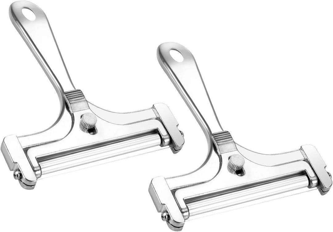 Boao 2 Pack Wire Cheese Slicer Stainless Steel Handheld Cheese Cutter Angle Adjustable Shaver Replacement Kitchen Cooking Tool for Mozzarella Cheddar Gruyere(Silver)