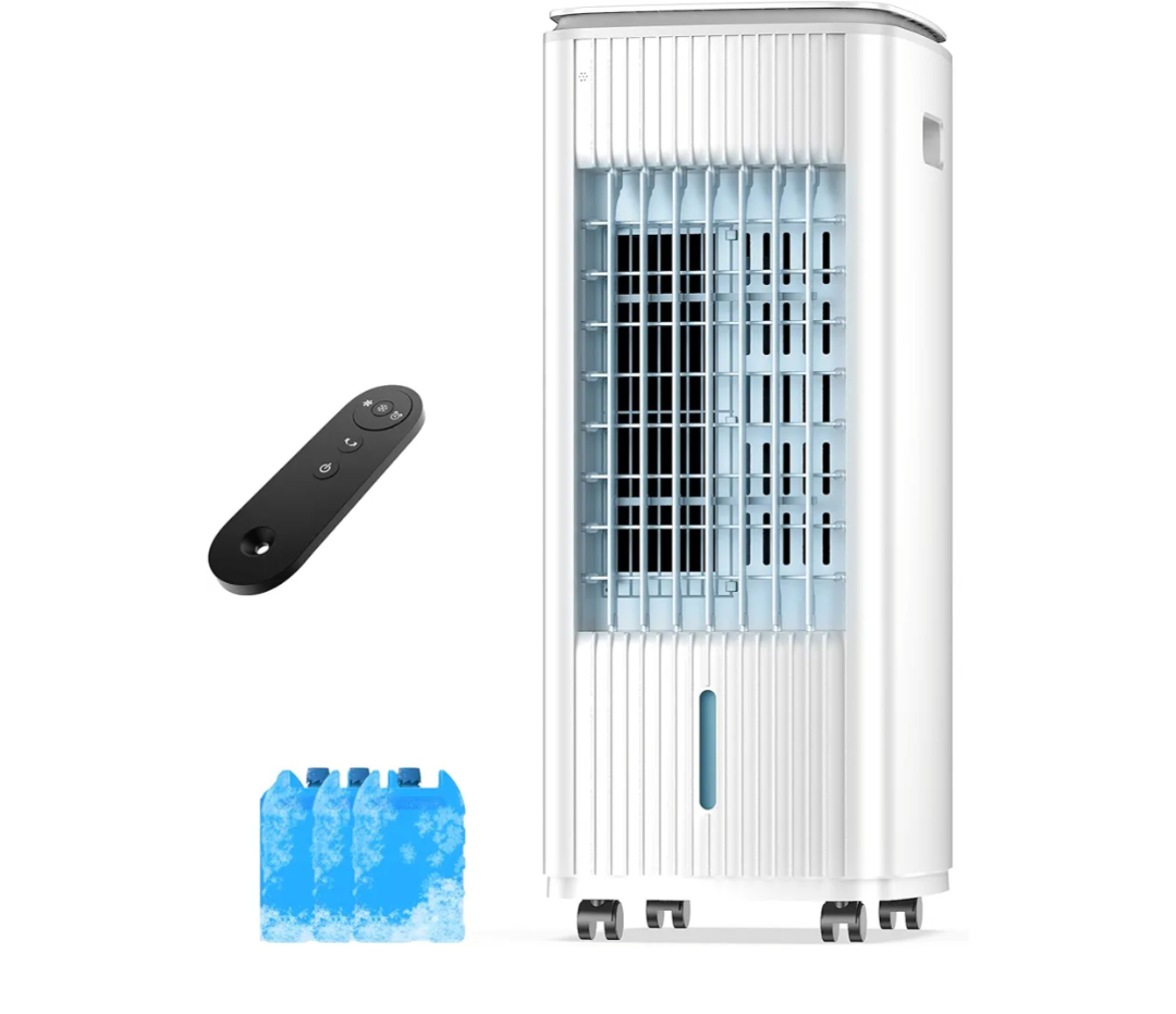 Portable Air Conditioner Ac Unit,BIESQYA Evaporative Swamp Cooling Fan with Humidifier,3-IN-1 windowless Ventless cooler for Room Offices,Remote,3 Speed,7H Timer,3L Water Tank,3 Ice Pack