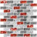 Marble Peel and Stick Backsplash for Kitchen, 10-Sheet Stick on Backsplash for Bathroom, Large Self-Adhesive Kitchen Backsplash, Red Marble Look Decorative Tiles12"12"