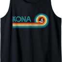 Kona Hawaii Surf Vintage Beach Surfer Surfing Gift Tank Top (Small, Black)