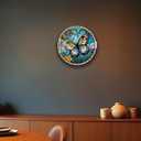 LMSDYSHU Butterflies and Mosaic patterns,Tempered Glass Wall Art,unframed，Easy to clean,18"（45.72cm） Diameter (blue)
